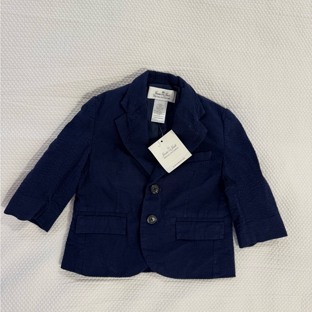 Janie and Jack Navy Seersucker Baby Blazer